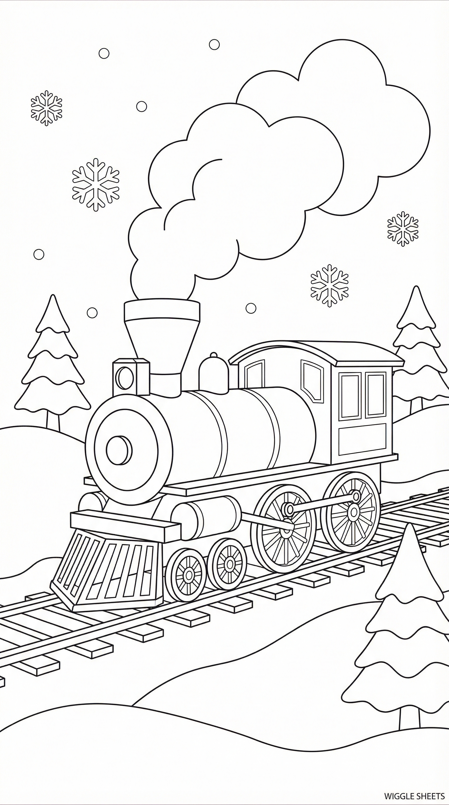 Steam Train in Snow Coloring Page